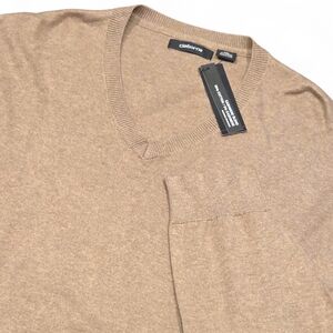 Claiborne Men's Cashmere Blend V-Neck Sweater English Brown Heather XXL NWT